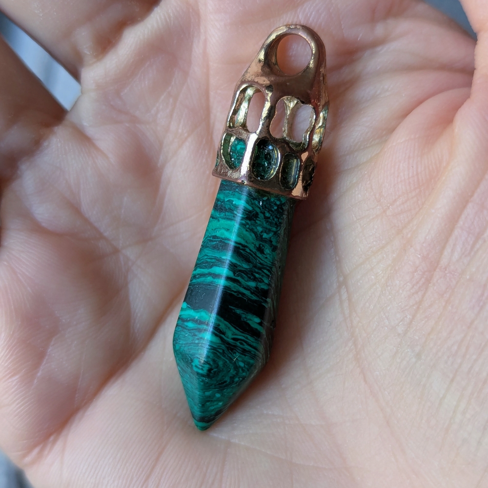 Malachite Stone Obelisk Pendant For Necklace
